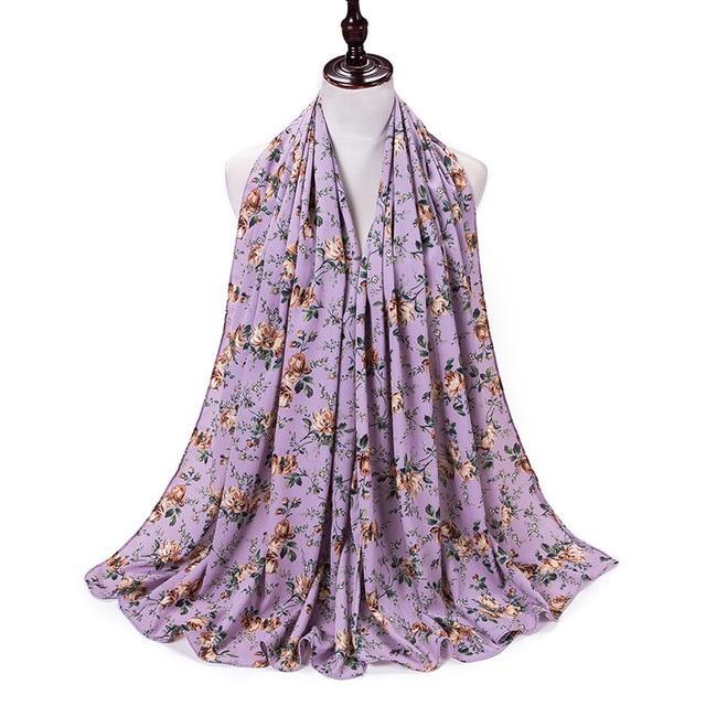 Rustic Rose Print Chiffon Hijab
