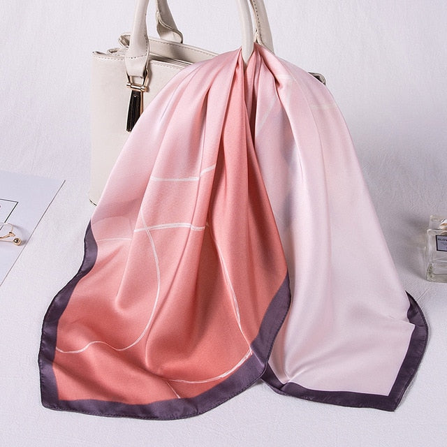 Outlined Square Satin Gradient Hijab - Hijaby Fashion